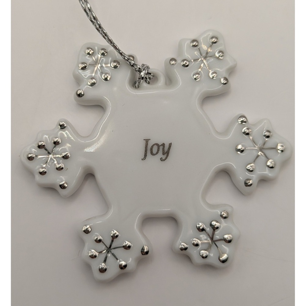 Lenox Joy Snowflake Christmas Ornament Ivory Silver